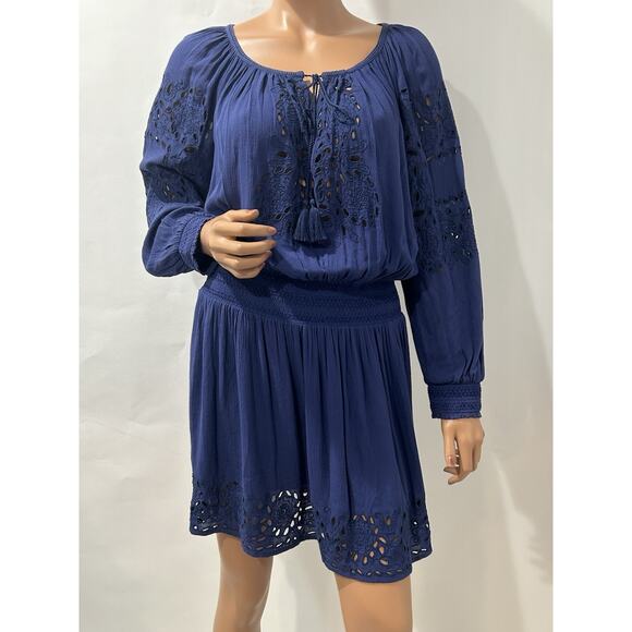 alice and olivia dress size 4 navy elastic waist %100 viscose - Picture 12 of 12